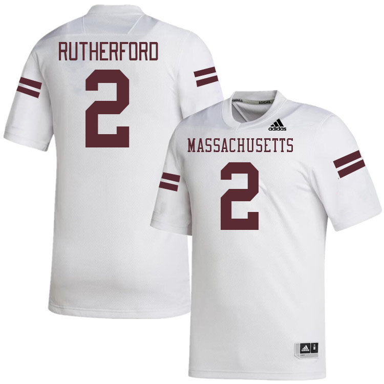 Massachusetts Minutemen #2 Isaiah Rutherford College Football Jerseys Stitched-White